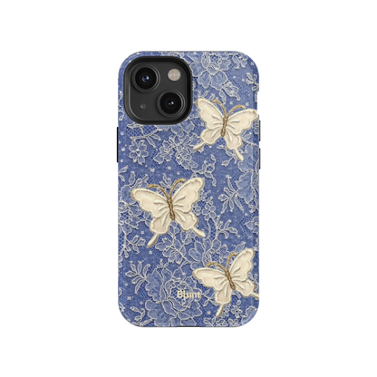 Blue Lace Butterfly iPhone Case