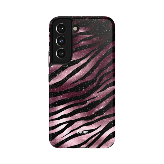 Velvet Zebra Samsung Case: shimmering purple zebra stripes on a glittering black background