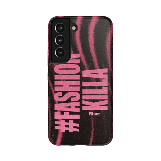 Noir Fashion Killa Samsung Case: the phrase '#FASHION KILLA' in vibrant pink glitter