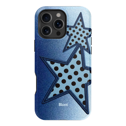 Blue Polka Star iPhone Case