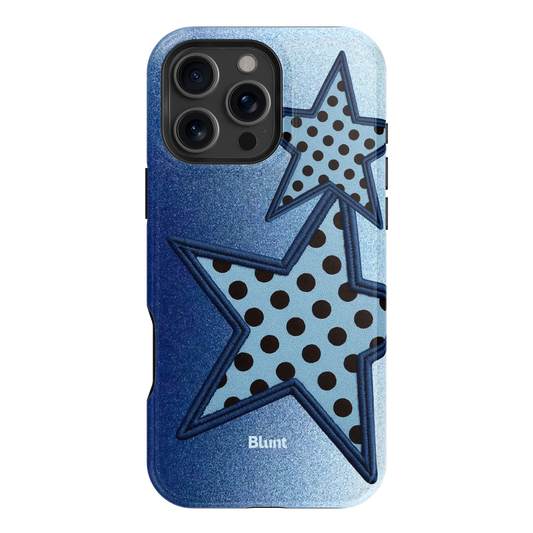 Blue Polka Star iPhone Case
