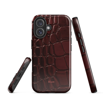 Oxblood Croc iPhone Case