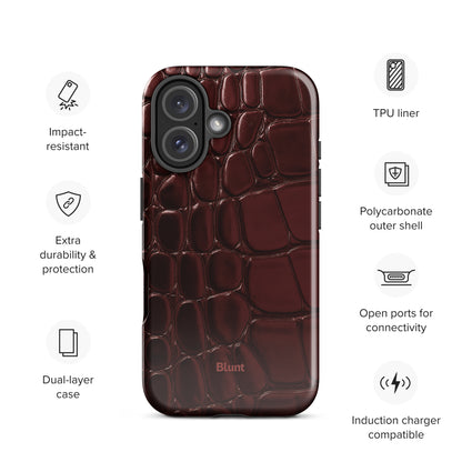 Oxblood Croc iPhone Case