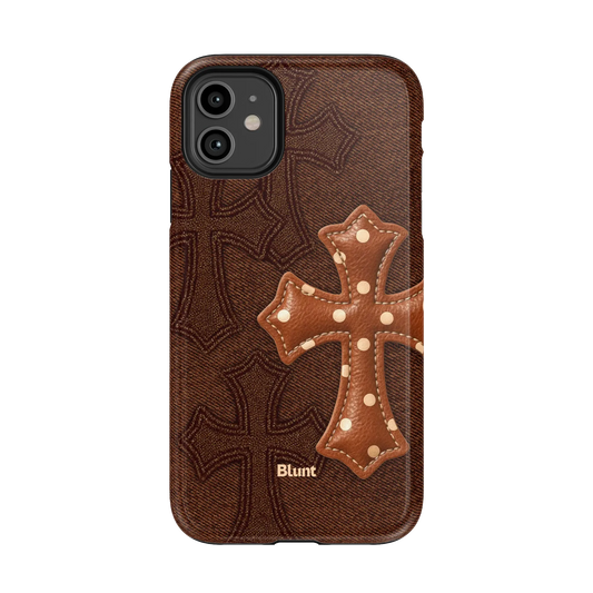 Brown Polka Cross iPhone Case