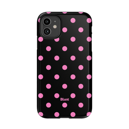 Pink and Black Polka iPhone Case