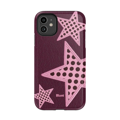 Plum Polka Star iPhone Case