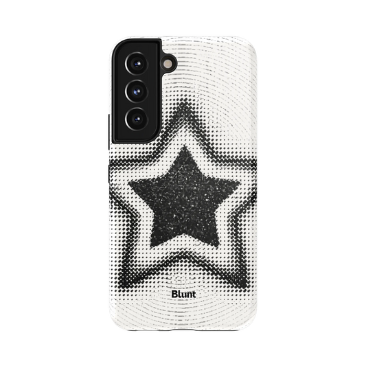 Media Star Samsung Case: a striking black star on a white dotted background