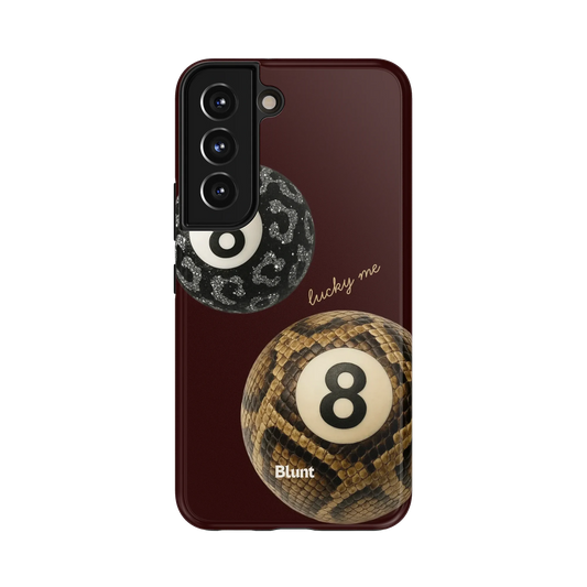 Noir Luck Samsung Case: a black and brown 8-ball motif with animal print accents