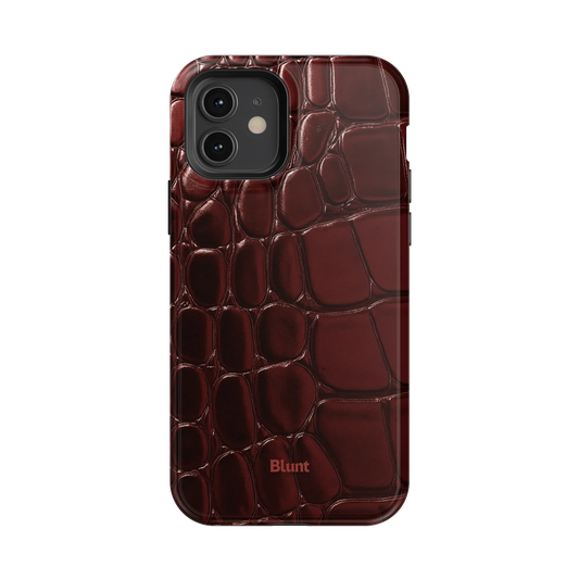 Oxblood Croc iPhone Case