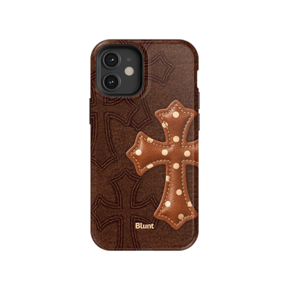 Brown Polka Cross iPhone Case