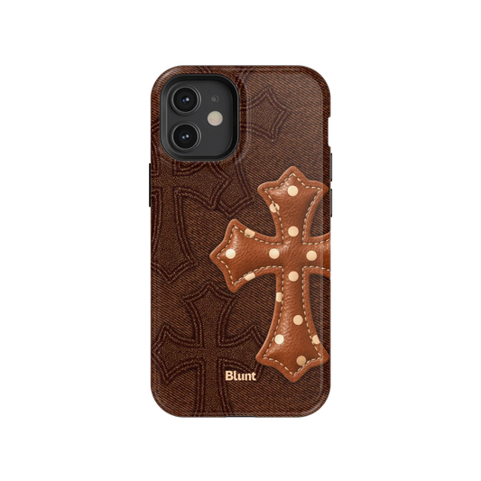 Brown Polka Cross iPhone Case