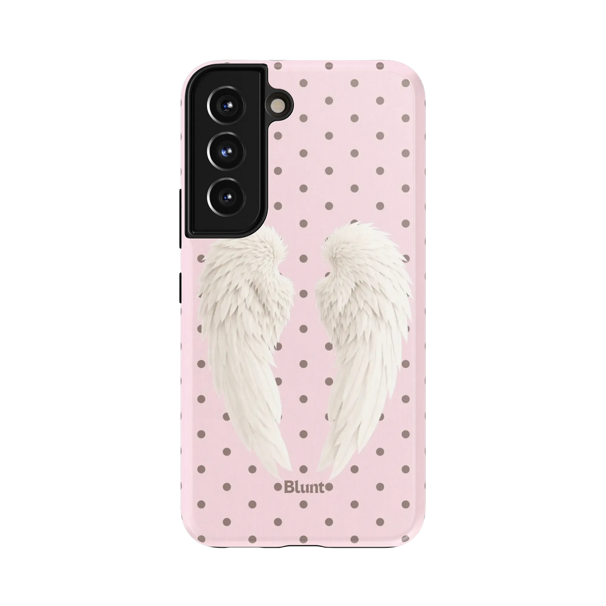 Pink Polka Wing Samsung Case: a retro pink polka dot pattern with white angel wings