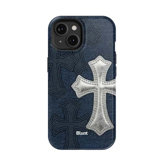 Silver Denim Cross iPhone Case