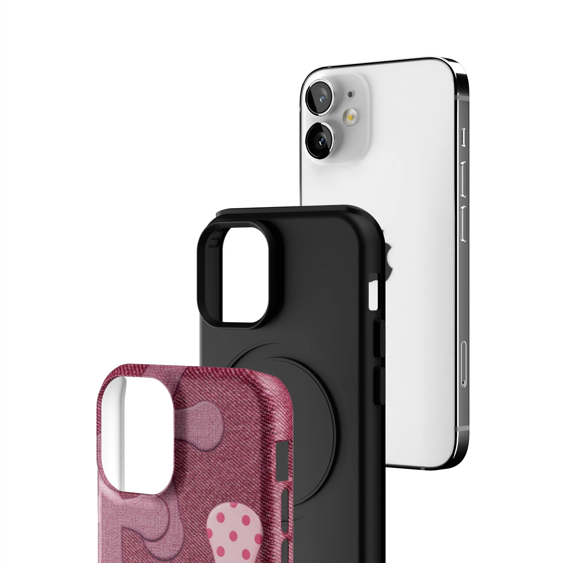 Pink-Polka-Patch-iphone-case-iPhone 12 Mini-3