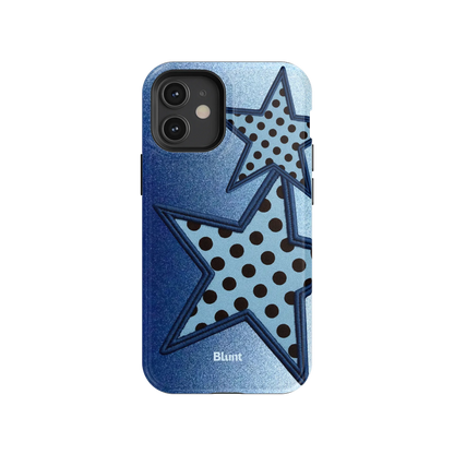Blue Polka Star iPhone Case