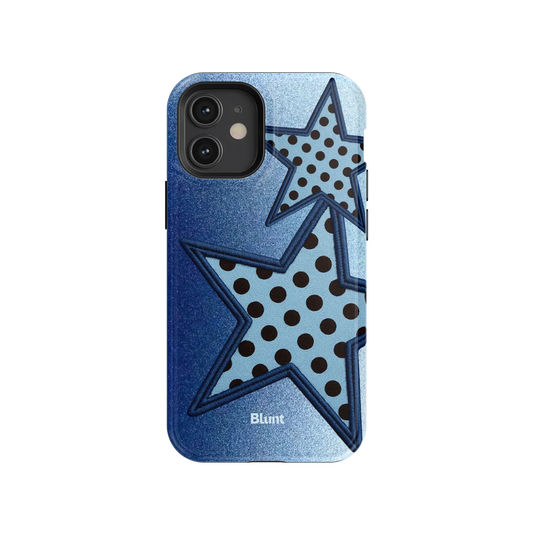 Blue Polka Star iPhone Case