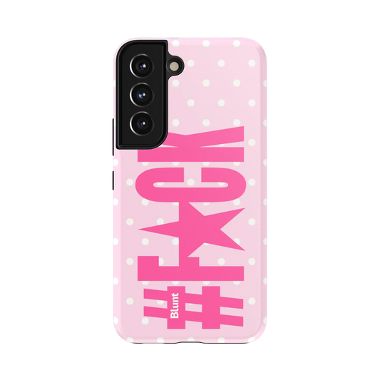 Pink Polka Riot Samsung Case: a vibrant pink design with bold typography and polka dots