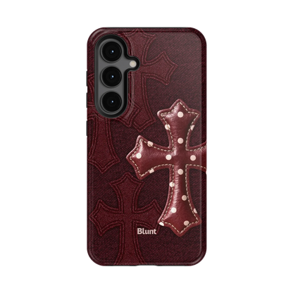 Maroon Polka Cross Samsung Case