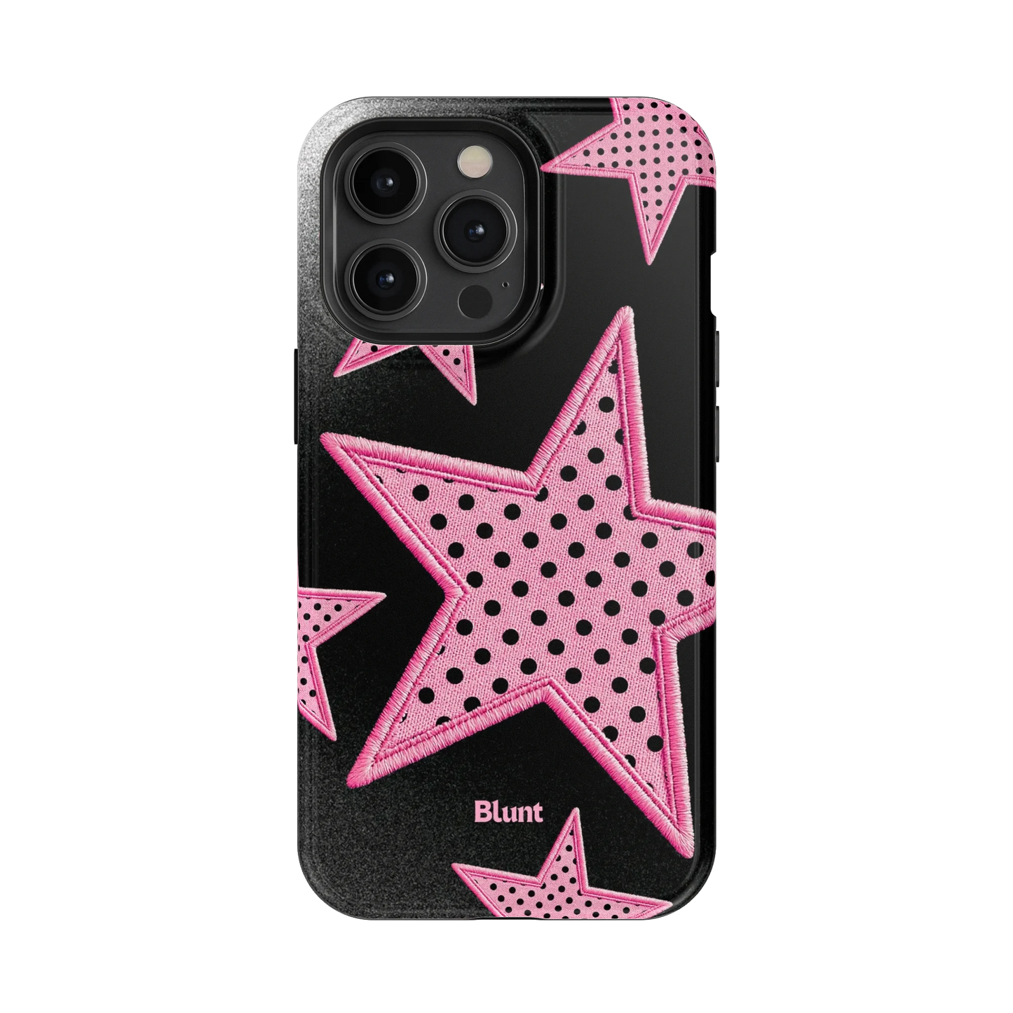 Midnight Pink Polka Star iPhone Case