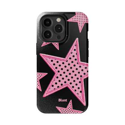 Midnight Pink Polka Star iPhone Case