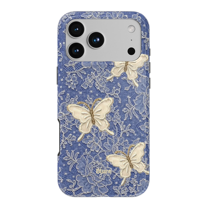 Blue Lace Butterfly iPhone Case