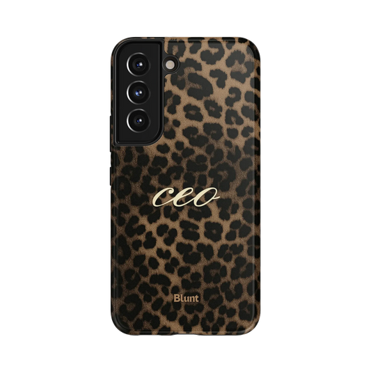 Miss CEO Samsung Case: bold leopard spots in rich brown tones with 'CEO' text