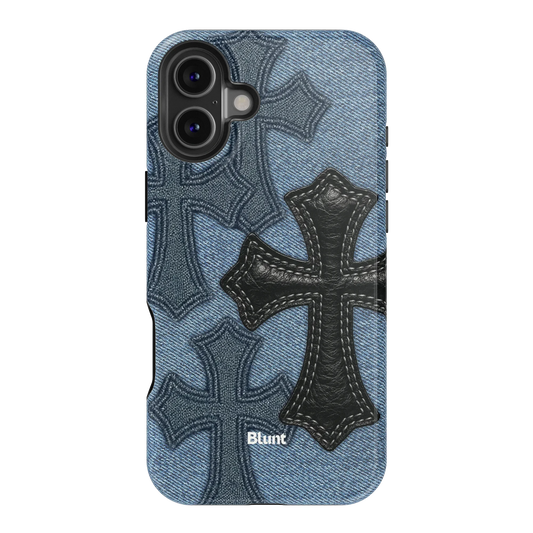 Denim Black Cross iPhone Case