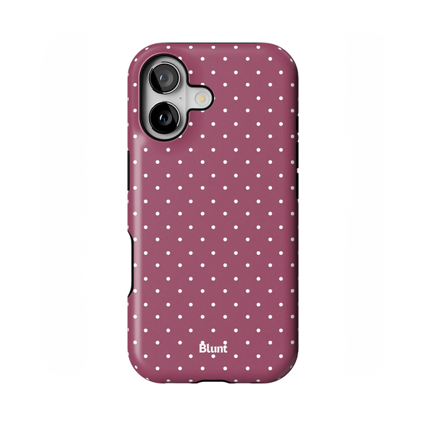 Berry Sugar iPhone Case: a pattern of white polka dots over a deep berry purple field