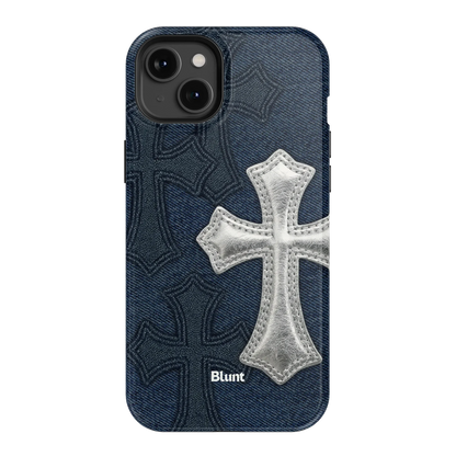 Silver Denim Cross iPhone Case