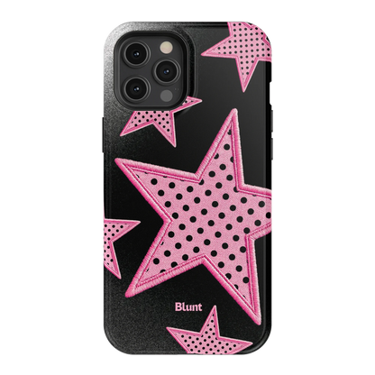 Midnight Pink Polka Star iPhone Case