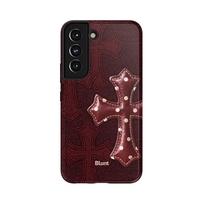 Maroon Polka Cross Samsung Case