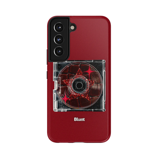 Crimson Mix Samsung Case: a bold red star within a clear CD case on a crimson background