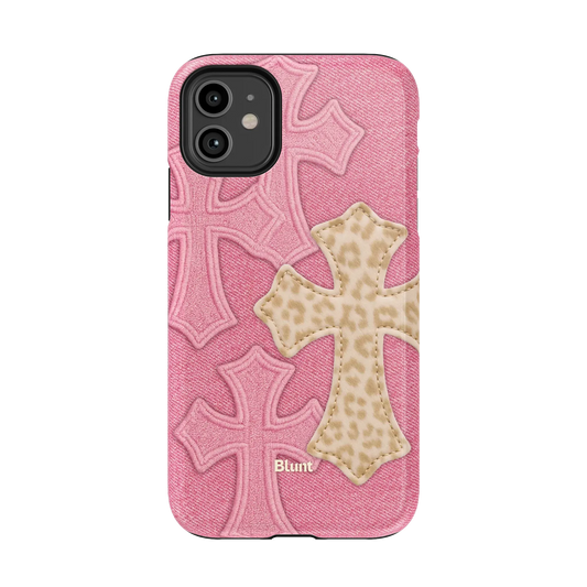 Pink Cheetah Cross iPhone Case