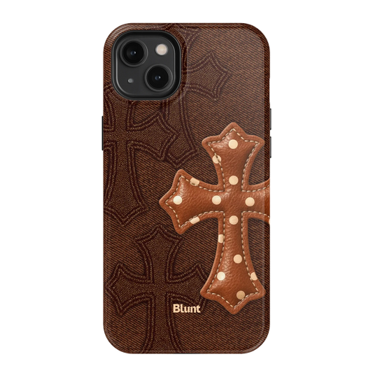 Brown Polka Cross iPhone Case