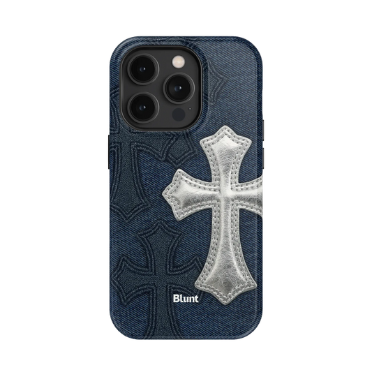 Silver Denim Cross iPhone Case