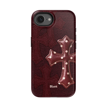 Maroon Polka Cross iPhone Case