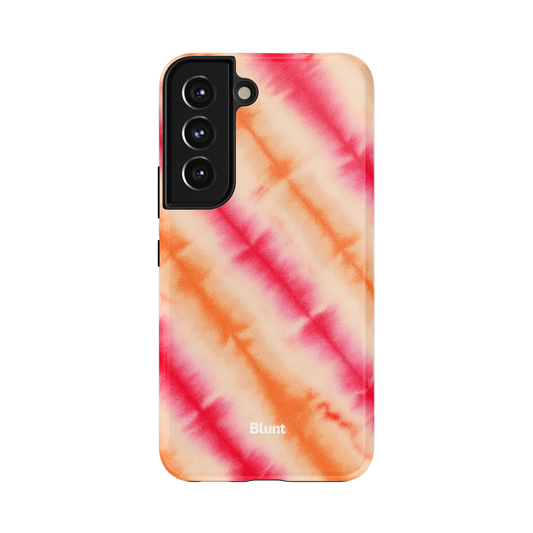 Sunstripe Samsung Case: diagonal orange and pink stripes on a beige background
