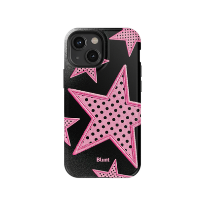 Midnight Pink Polka Star iPhone Case