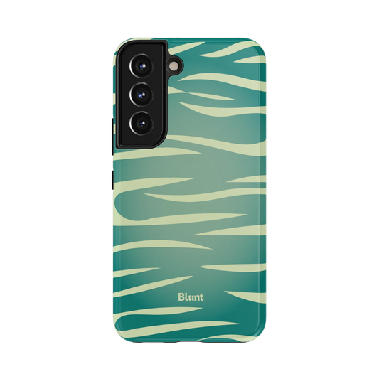 Haze Samsung Case: light green animal print stripes on a deep teal background