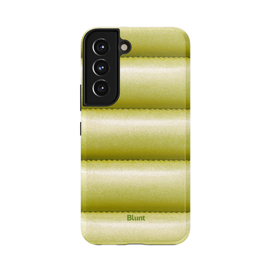LimeIce Samsung Case: glossy lime green puffer segments forming horizontal stripes