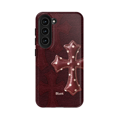 Maroon Polka Cross Samsung Case
