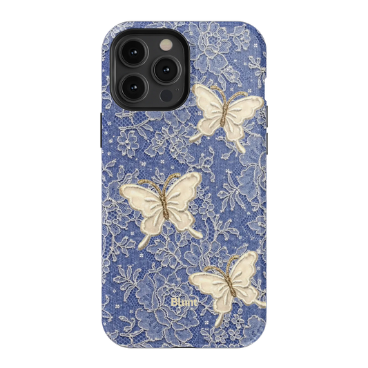 Blue Lace Butterfly iPhone Case