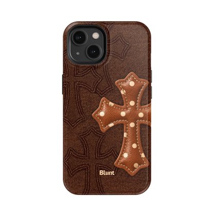Brown Polka Cross iPhone Case