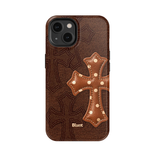 Brown Polka Cross iPhone Case