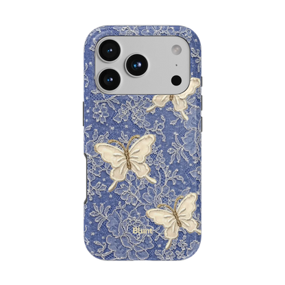 Blue Lace Butterfly iPhone Case