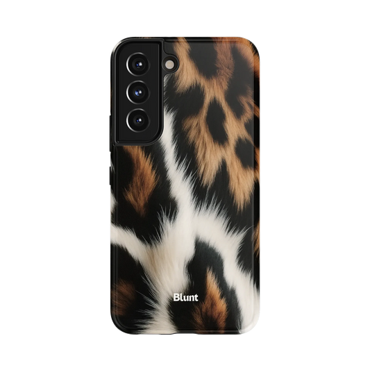 Savage Flame Samsung Case: black and brown leopard spots on a white fur-like surface