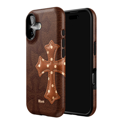 Brown Polka Cross iPhone Case