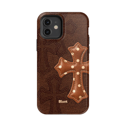 Brown Polka Cross iPhone Case