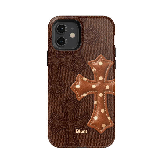 Brown Polka Cross iPhone Case