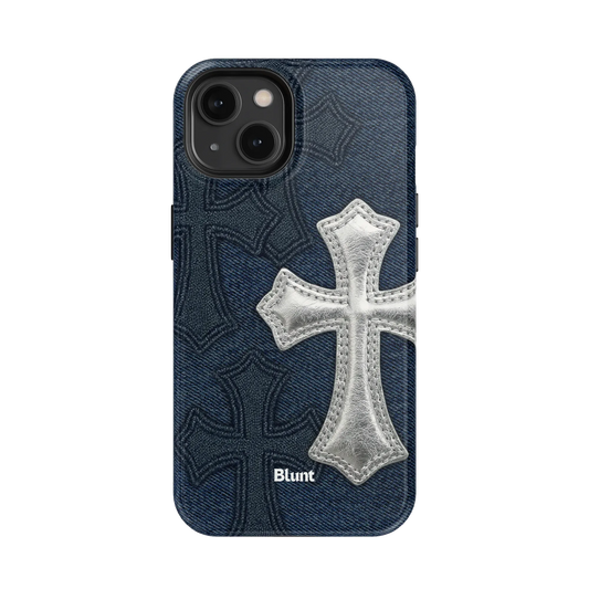 Silver Denim Cross iPhone Case